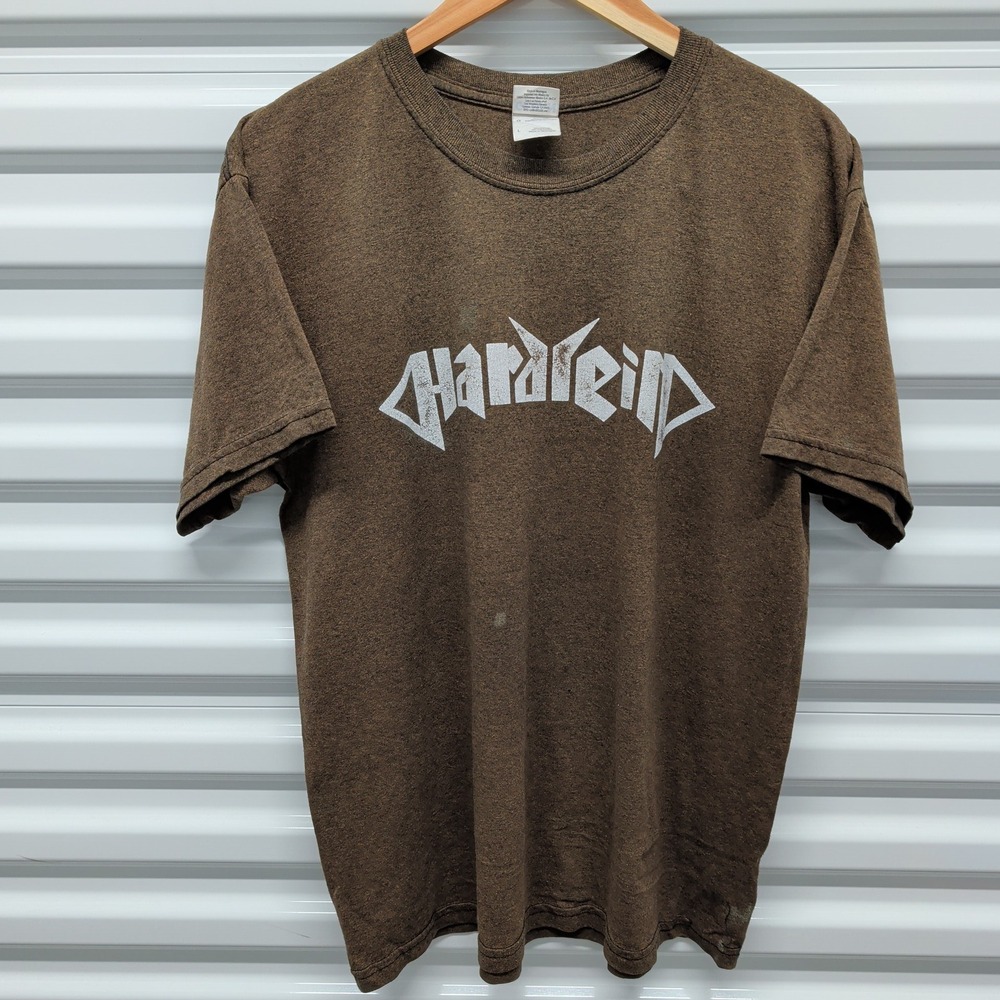 Gildan Hardrein Graphic T-Shirt Size Large Mens Brown Party Til Four Distressed — photo 2